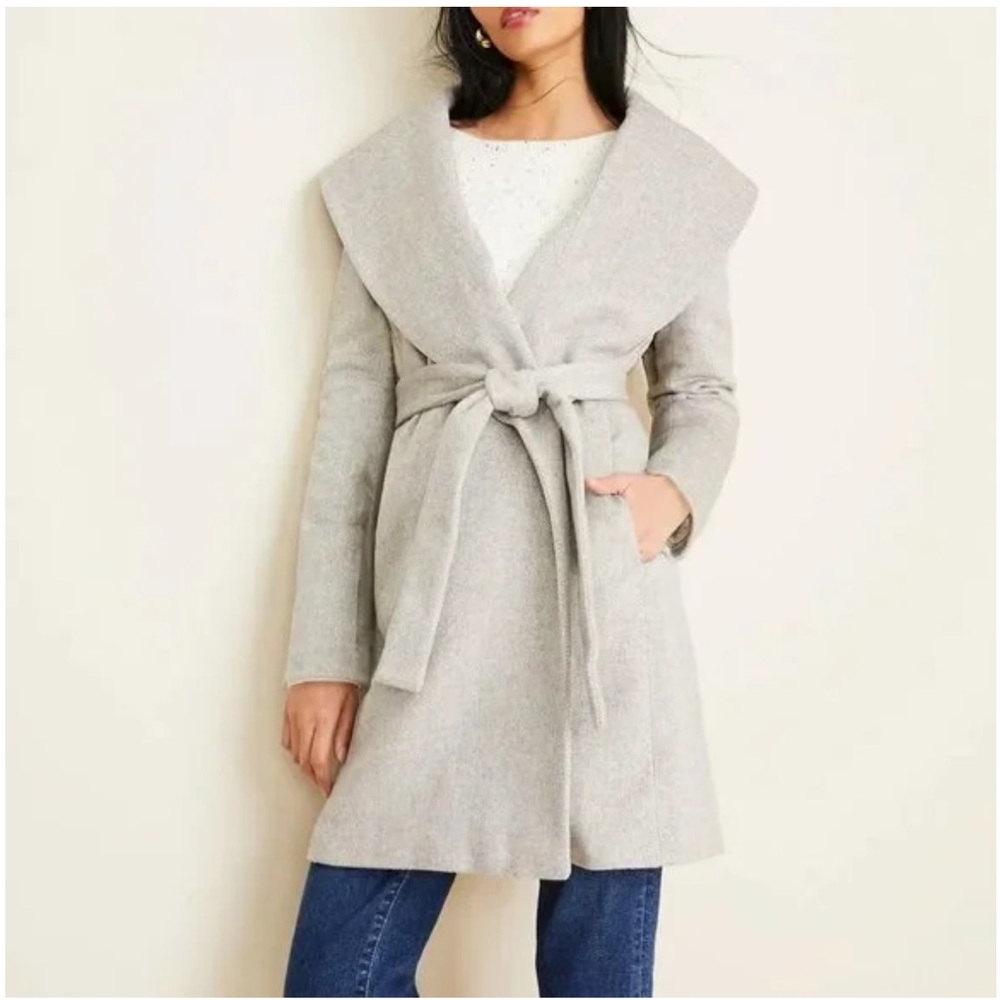 NWT Ann Taylor Herringbone Shawl Collar Coat